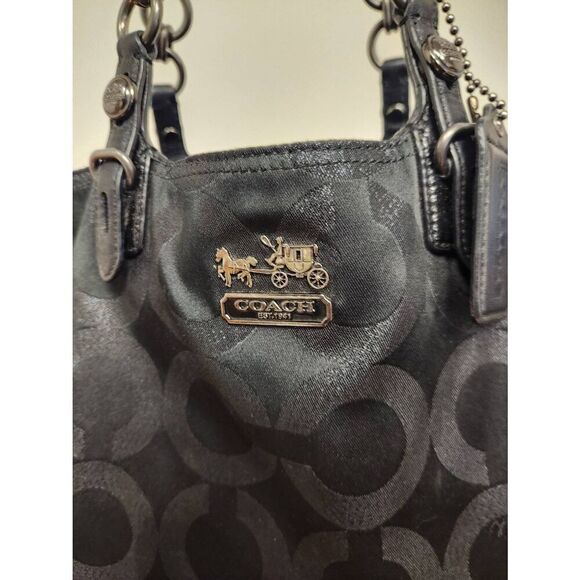 Coach Mia Op Art Lurex Black Canvas Tote 15746 - Picture 2 of 13